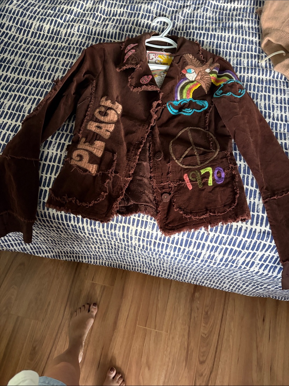 1970s Patchwork Brown Cotton Blazer Jacket